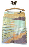 New Rare Anthropologie Watercolor "Terrain Pencil Skirt" by Kevin O'Brien, Size 10, Originally $148