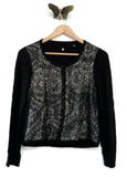 New Anthropologie Black & Silver Metallic "Bauble Cardigan" by Knitted & Knotted, Size M, Originally $138