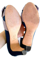 Anthropologie Blue & Purple "Cinched Satin Peep Toes" by Miss Albright, Size 9, Originally $198