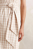 New Anthropologie Beige Gingham "Ribboned Poplin Dress" by HD in Paris, Size 10, Originally $148