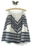 Anthropologie Gray & Navy Striped "Mountain Time A-Line Skirt" by Girls From Savoy, Size 8, Originally $128