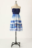 New Anthropologie Blue Curtain Print "First Dance Dress" by Nathalie Lete, Size 6, Originally $148