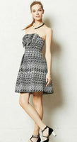 New Anthropologie Black & Silver Geometric Print "Tinseled Jacquard Dress" by Eva Franco, Size 14, Originally $228