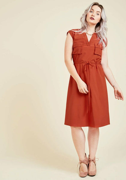 modcloth orange dress MODCLOTH Sherbert Bow Sleeveless Pockets Orange Mini Dress Size L