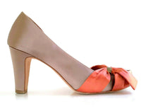 Anthropologie Peach & Orange "Cinched Satin Peep Toes" by Miss Albright, Size 9, Originally $198