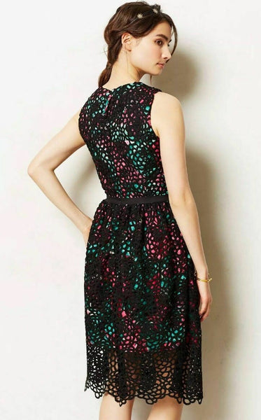anthropologie black crochet dress Anthropologie Black Crochet Mini Dress Black Sleeveless V-Neck Dress Medium