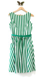 New Retro Green Stripe "Audrey Swing Dress" by Lindy Bop, Size UK 12 / US 8