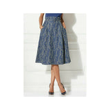 New Eva Mendes "Matilda" Blue Printed Paperbag Waist Midi Skirt, Size 4, Originally $70