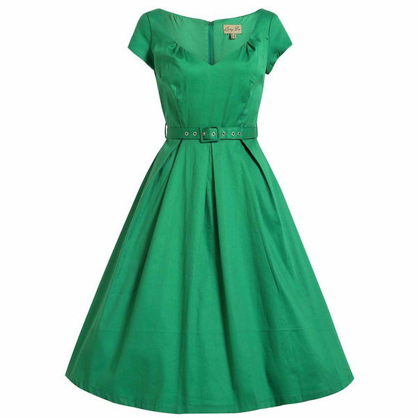 New Lindy Bop Retro Style Liberty Swing Dress in Emerald Green, Size U The Mustard Dandelion New Lindy Bop Retro Style Liberty Swing Dress in Emerald Green, Size U The Mustard Dandelion