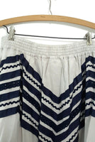 Anthropologie Gray & Navy Striped "Mountain Time A-Line Skirt" by Girls From Savoy, Size 8, Originally $128