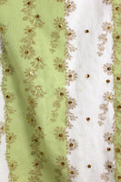Anthropologie White & Green Stripe Flower Gold Sequin Skirt by Fei, Size 10