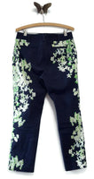 Anthropologie Navy & Green "Megafloral Charlie Trousers" by Cartonnier, Size 10, Originally $118