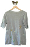 Anthropologie Gray Fish Print Embellished "Shoaling Gleam Pullover" by Moth, Size M, Originally $98
