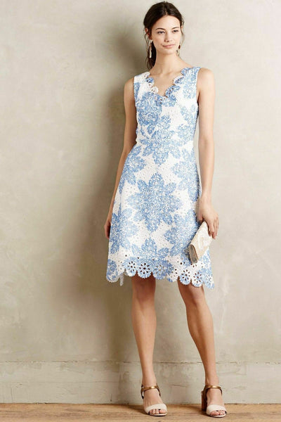 anthropologie blue lace dress Anthropologie Lace V-Neck Slip Midi Dress In Blue - 66% Off