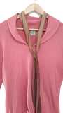 Anthropologie Pink Pullover Sweater with Brown Ombre Neck Tie by HWR, Size M, Originally $88