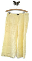 New Classic Anthropologie Yellow Linen Cropped Wide Leg Pants by Fei, Size 10, Originally $78