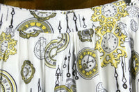 Modcloth Rare Clock Print "The Clock Strikes Fun Skirt" by Bea & Dot, Size M