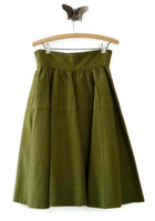 Anthropologie Green Midi "Button Belted Skirt" by Maeve, Size 4 / 6 / S