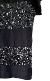 New Ann Taylor Loft Black Sequin Stripe Short Sleeve Tee, Size M