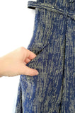 New Eva Mendes "Matilda" Blue Printed Paperbag Waist Midi Skirt, Size 4, Originally $70