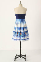 New Anthropologie Blue Curtain Print "First Dance Dress" by Nathalie Lete, Size 6, Originally $148