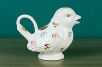 New White Floral Print Bird Creamer by Grace's Teaware