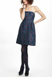 New Anthropologie Blue & Deep Red "Paprika Brocade Dress" by Leifnotes, Size 10, Originally $158