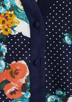 New Modcloth Navy Blue "Girl About Easton Tunic in Floral Dots", Size S, Originally $40