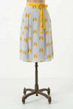New Anthropologie Gray & Yellow Silk "Juggling Figures Skirt" by Charlotte Taylor, Size 6, Originally $168