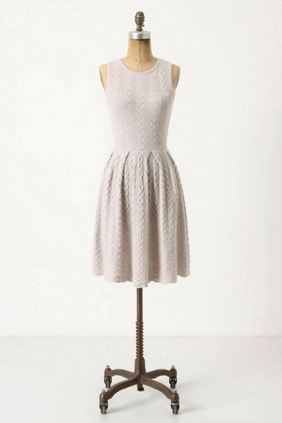 New Anthropologie Gray Lavender Wool "Flared & Cabled Sweater Dress" by Far Away From Close, Size M, Originally $148