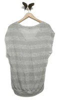 New Anthropologie Silver & Gray Striped "Twinkle Bands Top" by Splendid, Size M, Originally $68