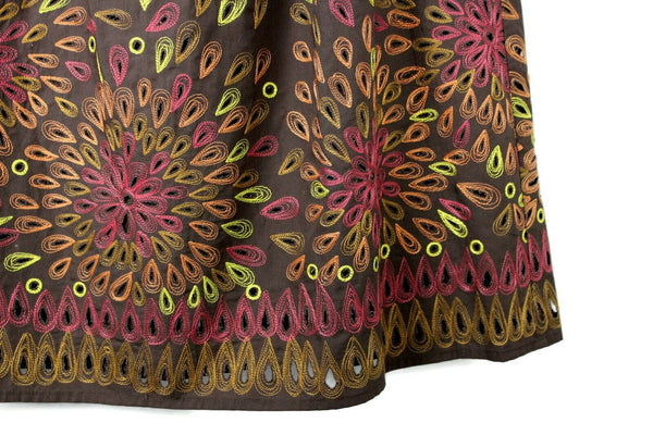New Anthropologie Brown Strapless Embroidered