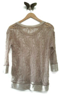 Anthropologie Beige "Brushed Lace Pullover" by Eloise in Oatmeal, Size XS / S, Originally $68