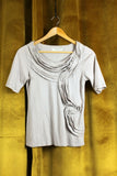Anthropologie Gray Ruffled "Headwaters Tee" by Pilcro & the Letterpress, Size S, Originally $58