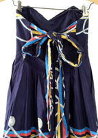 Anthropologie Navy Blue Nautical Print "Roped-In Dress" by Wakana Koike, Size 6, Originally $138