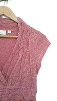 New Anthropologie Heather Pink "Pin Tuck Basket Weave Tee" by Postmark, Size M, Originally $58