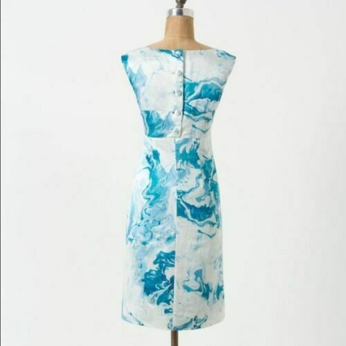 Anthropologie Blue & White Print "Marbled Waters Shift" by Maeve, Size The Mustard Dandelion Anthropologie Blue & White Print "Marbled Waters Shift" by Maeve, Size The Mustard Dandelion