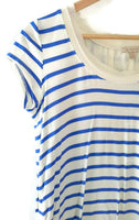 New Anthropologie Blue & Cream "Striped Splitback Top" by Bordeaux, Size XS / S, Originally $58