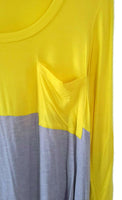 Anthropologie Gray & Yellow Two Tone "Duo Colorblocked Top" by Bordeaux, Size S, Originally $48