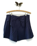 New Anthropologie Navy Blue "Bowtie High Rise Shorts" by Elevenses, Size 8, Originally $78