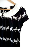Anthropologie Black & White Horse Print "Novelty Collar Tee" by Postmark, Size M