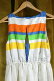 New Anthropologie White & Blue Silk "Essential Stripes Dress" by Girls From Savoy, Size 6, Originally $158