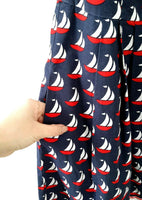 New Anthropologie Blue & Red Nautical Print "Windward Halter Dress" by Postmark, Size 6, Originally $148