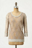 Anthropologie Beige "Brushed Lace Pullover" by Eloise in Oatmeal, Size XS / S, Originally $68