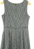 New Aryeh Sleeveless Navy Blue & Gray Print Retro Style Dress, Size M