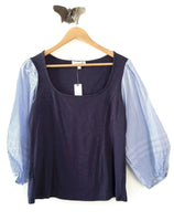 New Anthropologie Blue Striped "Trapani Top" by Reath & Wren, Size M, Originally $78