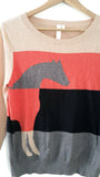 New Anthropologie Peach Striped Horse Print "Lusitano Sweater" by Shae, Size S, Originally $128