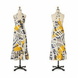 Anthropologie Blue & Yellow Maxi "Soft Geometry Halter Dress" by Maeve, Size 0, Originally $158