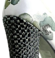 Anthropologie Silk Floral Gray & Green "Dusk Blossom Heels" by Paola d'Arcano, Size US 9 / EU 40, Originally $248