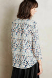 New Anthropologie Geometric Print "Astral Tie-Neck Blouse" by HD in Paris, Size 6, Originally $88